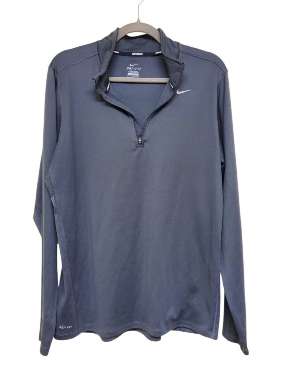 Nike NikeRunning Dri-Fit Men Charcoal Long Sleeve 1/4 Zip Pullover Active Top L